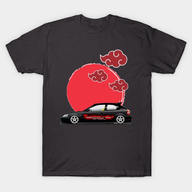 Shaddowryderz Red Sun Civic T-Shirt by Shaddowryderz